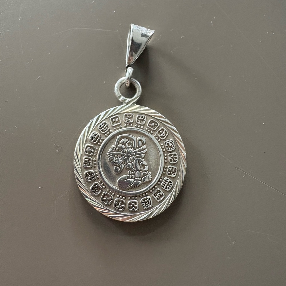 Aztec-Inspired Silver Necklace Pendant